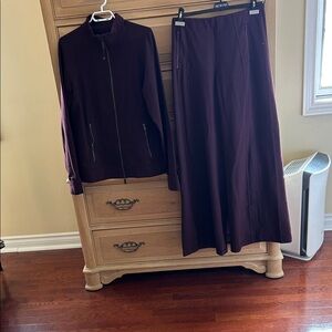 Elegant black burgundy Women's Lululemon pant an jacket , jacket size 12 and pan